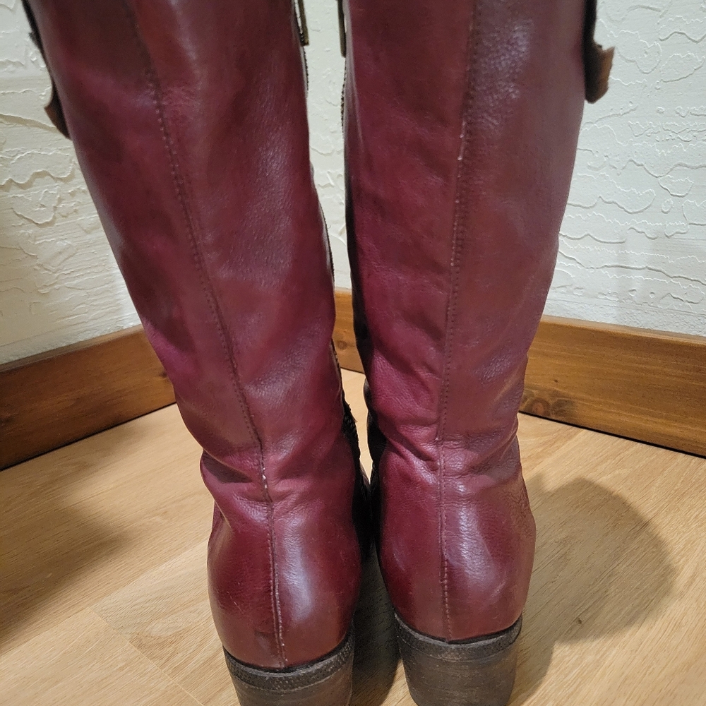 Rare A.S.98 Women's Burgundy Leather Mid Calf Boots 37 - Picture 6 of 7